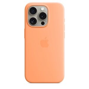 Apple iPhone 15 Pro Silicone Case with MagSafe in Orange Sherbert